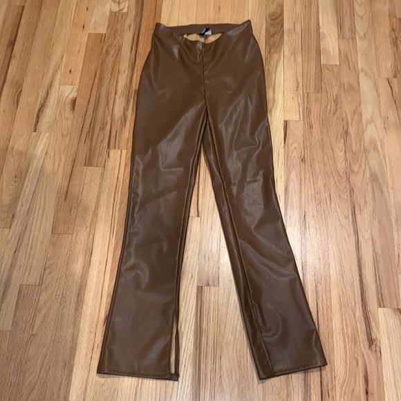 H&M Pants & Jumpsuits Hm Split Hem Faux Leather Pants Poshmark
